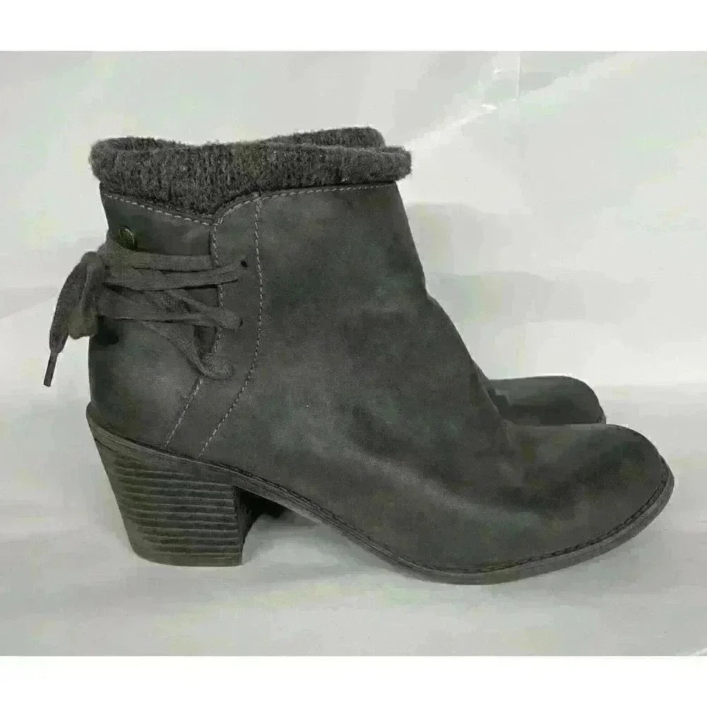 Roxy DAKOTA‎ Gray Vegan Leather Ankle Boots Booties Lace-up Back Womens Size 11